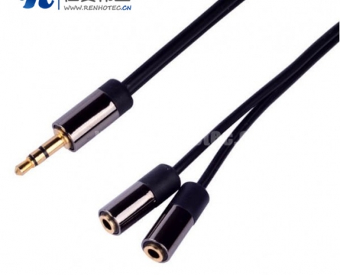 3.5mm一分二转接线一公转2母耳机延长线30cm