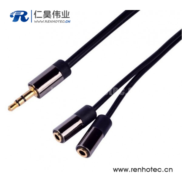 3.5mm一分二转接线一公转2母耳机延长线30cm