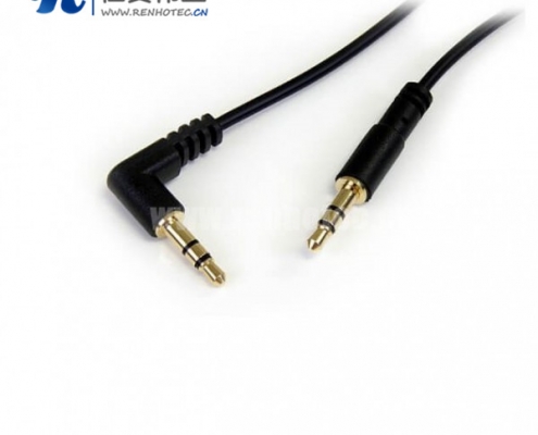 3.5mm公对公音频线黑色弯头延长线30CM