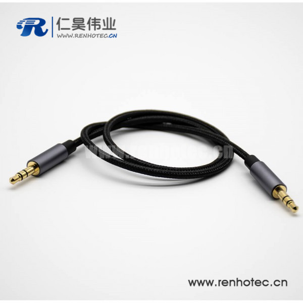 3极耳机插头直径3.5mm公转公直式3极黑色音频线0.5米-3米