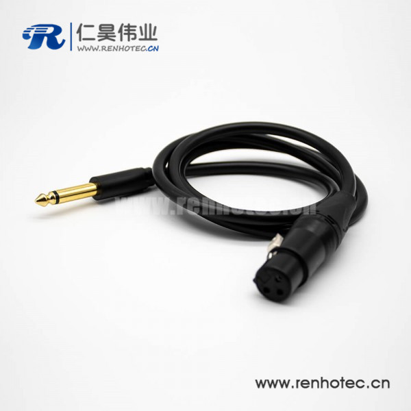 6.35mm插头公头转卡侬母头直式音频线黑色1.5米-15米