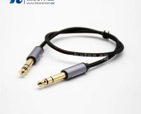 6.5mm音频线镀金公头转公头直式黑色音频线1米-5米
