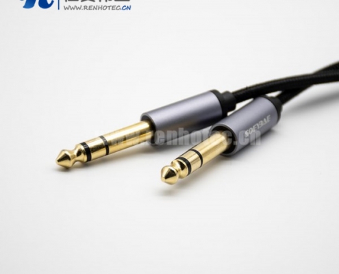 6.5mm音频线镀金公头转公头直式黑色音频线1米-5米