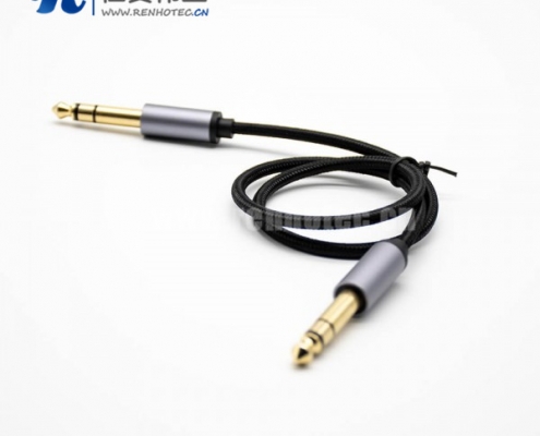 6.5mm音频线镀金公头转公头直式黑色音频线1米-5米
