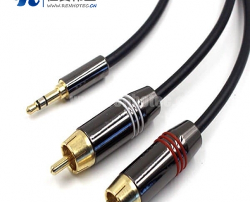 AV音频连接线 3.5mm公头转2RCA公线材1.8M