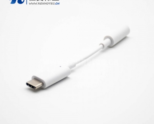 type-c公转耳机母头直式音频线白色0.09米