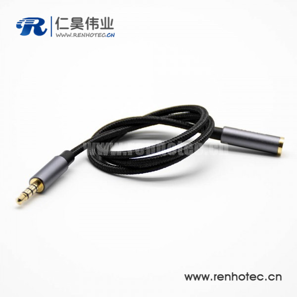 耳机4极公对母直式音频线黑色0.5米-3米